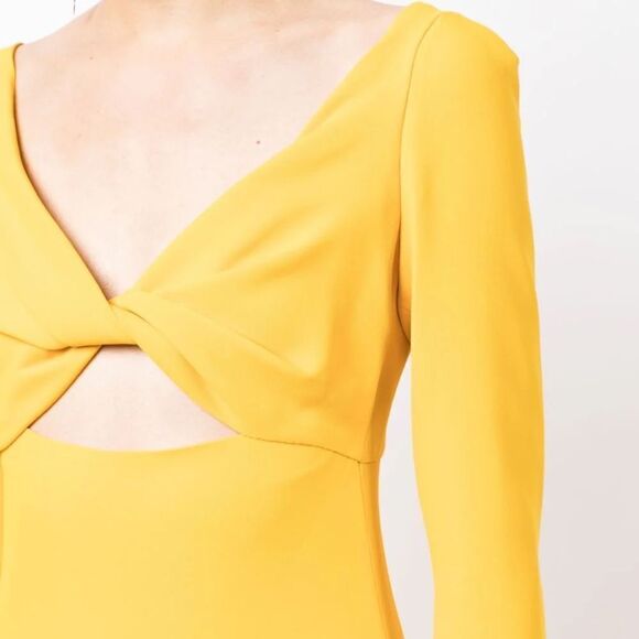 NEW Giambattista Valli Twist-front midi dress yellow - size 48 (US 12/XL) - Picture 2 of 12